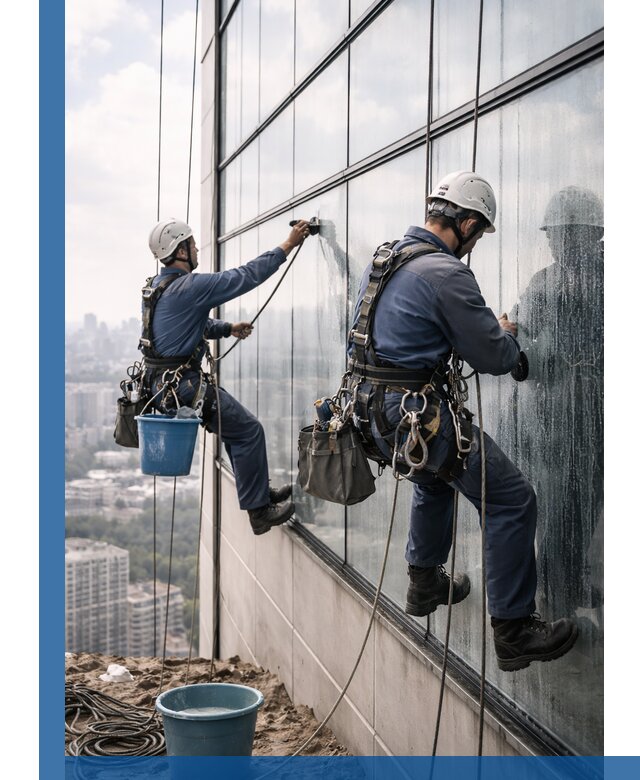 Профессиональная мойка фасадных окон альпинистами в Саранске