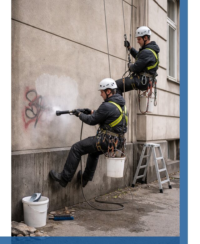 Удаление граффити с фасада в Саранске от 4741 р. | ВЫСОТНИК-Срн