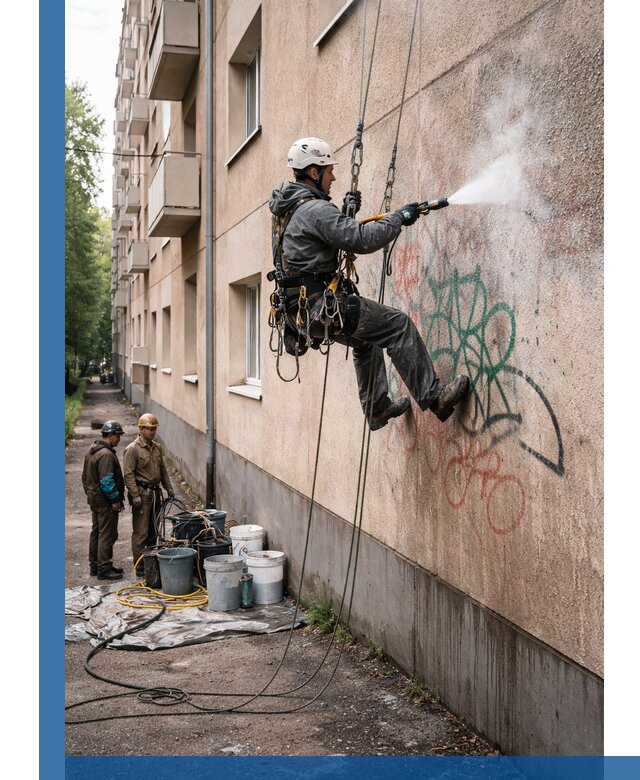 Удаление граффити с фасада в Саранске без следов и повреждений