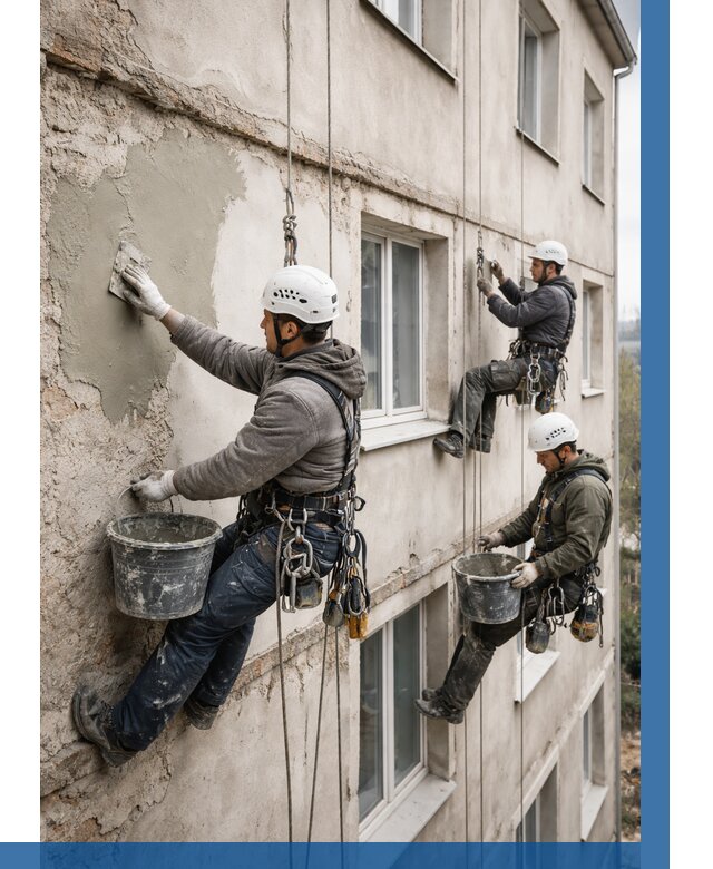 Ремонт штукатурного фасада в Саранске от 790 р. под ключ | ВЫСОТНИК-Срн