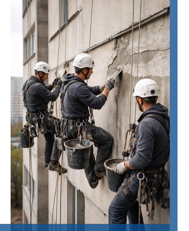 Ремонт бетонных элементов фасада в Саранске от 2634 р. | ВЫСОТНИК-Срн