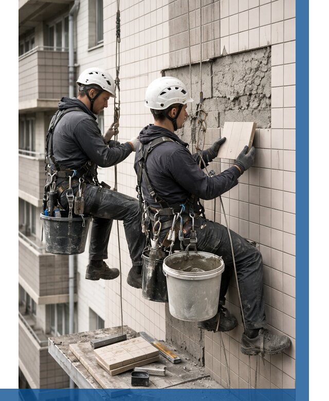 Ремонт облицовки фасада плиткой в Саранске от 1896 р. | ВЫСОТНИК-Срн