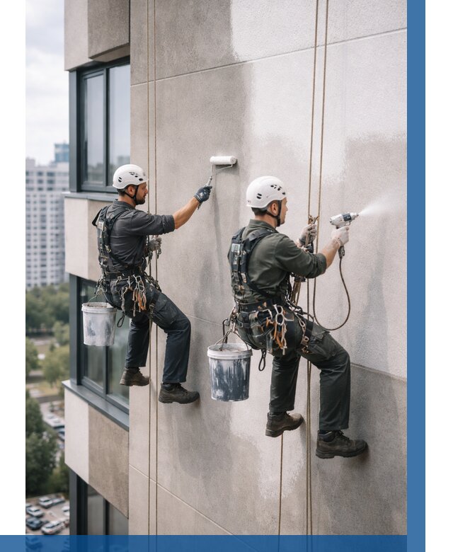 Покраска фасада альпинистами в Саранске от 316 р. | ВЫСОТНИК-Срн