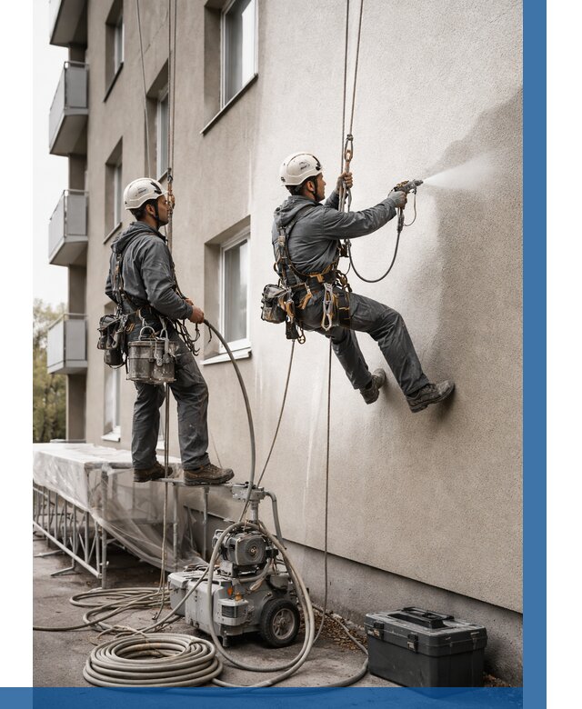 Безвоздушная покраска фасада в Саранске от 232 р/м² | ВЫСОТНИК-Срн