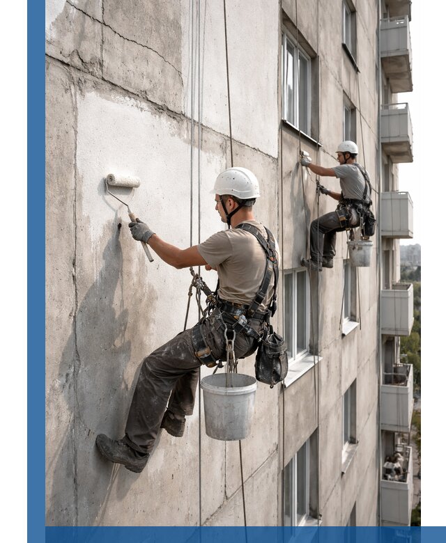 Покраска бетонного фасада в Саранске для жилых и промышленных объектов