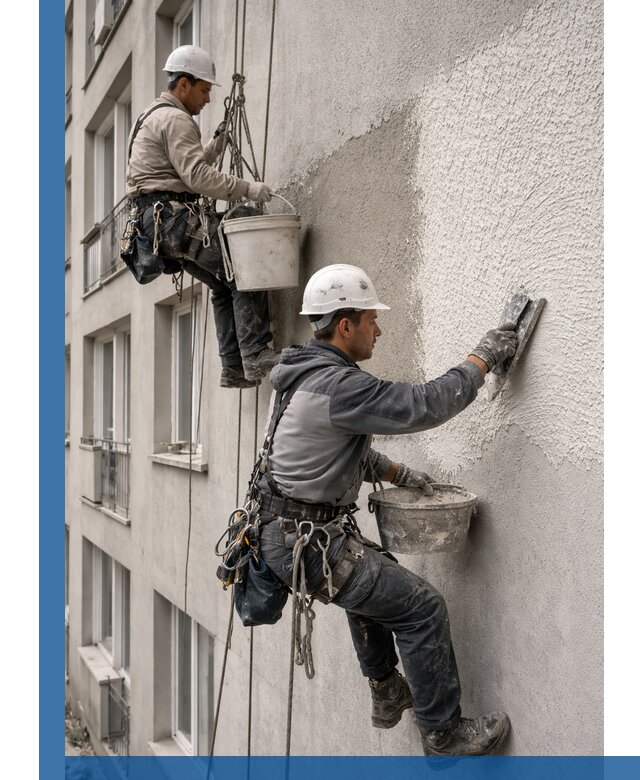 Нанесение декоративной штукатурки короед на фасад в Саранске