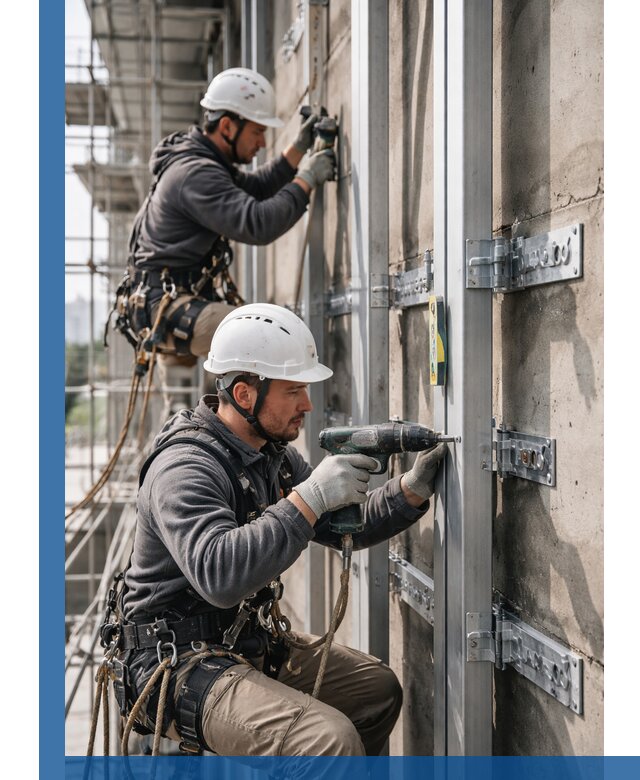 Монтаж и крепление подсистемы вентфасада в Саранске