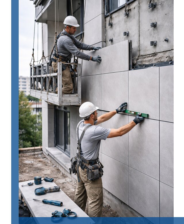 Монтаж керамогранита на фасад в Саранске под ключ с гарантией качества