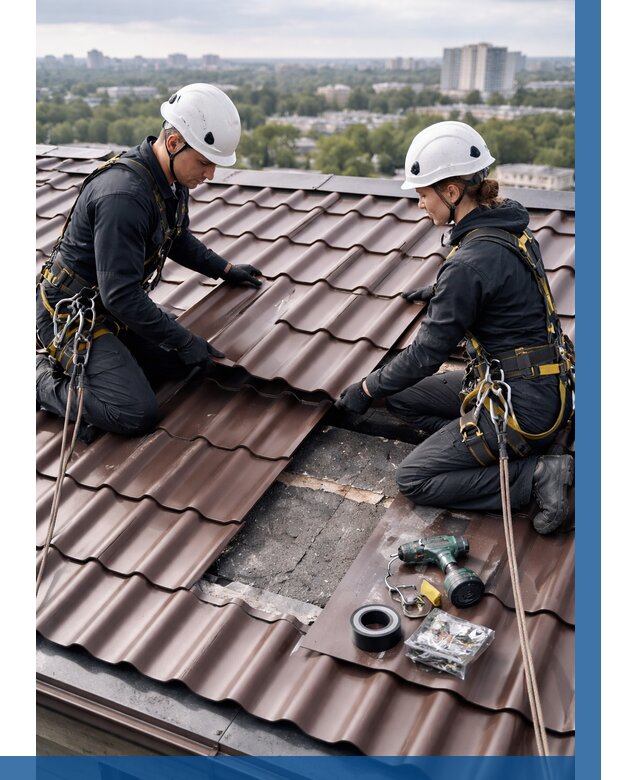 Ремонт металлочерепицы на крыше в Саранске от 948 р. | ВЫСОТНИК-Срн