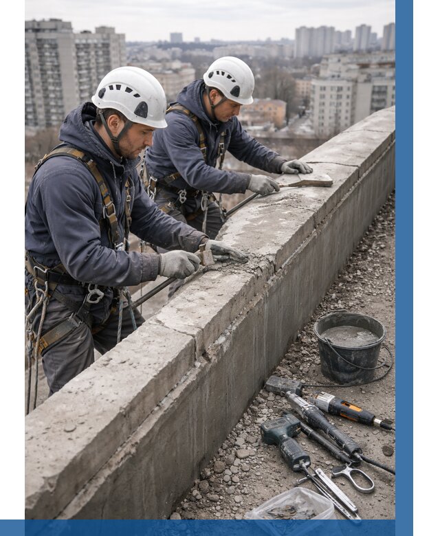 Ремонт парапета на кровле в Саранске от 1580 р. | ВЫСОТНИК-Срн