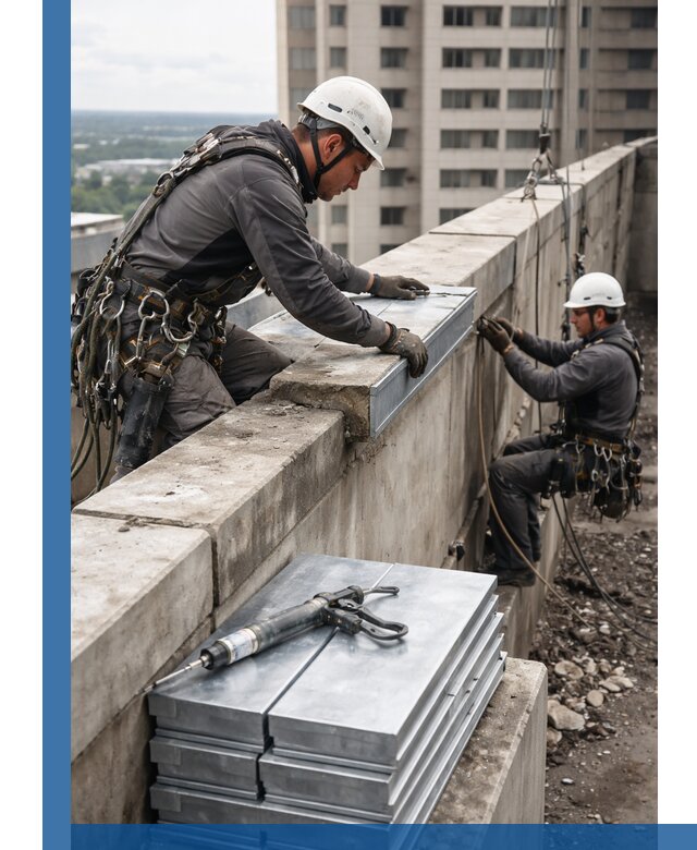 Замена парапетных крышек и установка новых в Саранске
