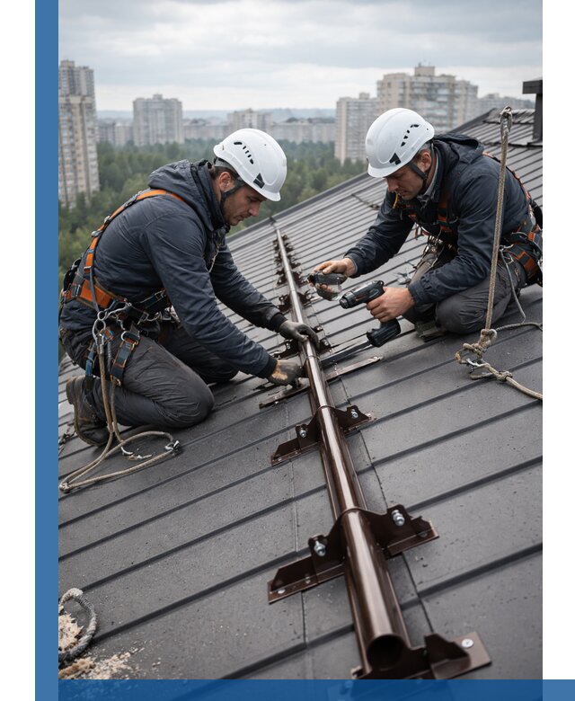 Монтаж снегозадержателей на кровле зданий в Саранске под ключ