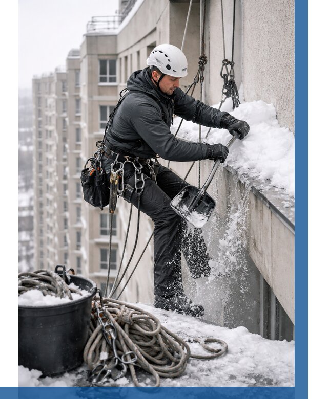 Очистка карнизов от снега в Саранске от 316 р. | ВЫСОТНИК-Срн