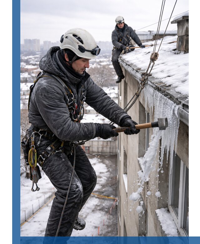 Сбивание и удаление сосулек с крыши в Саранске безопасно