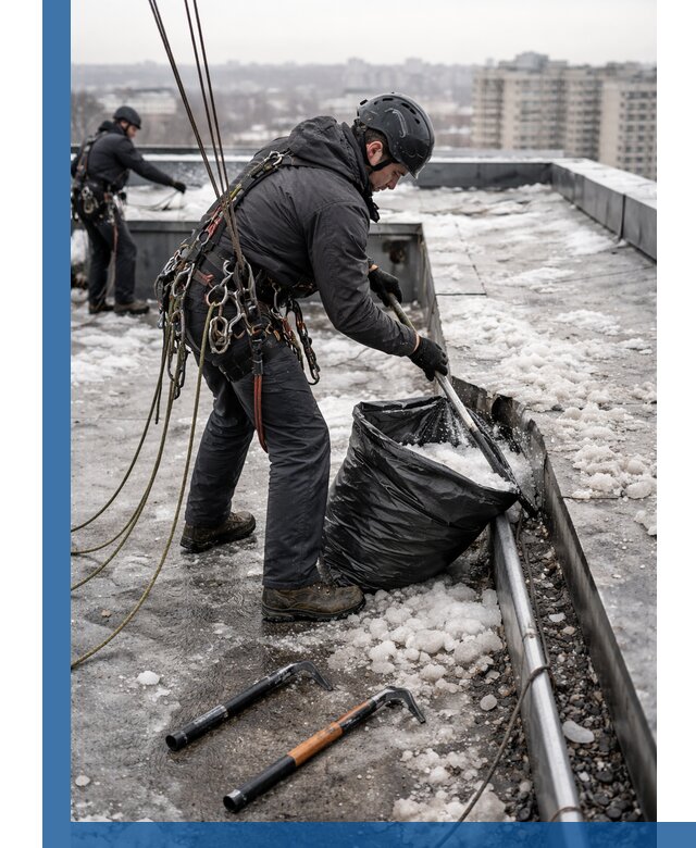 Аварийная очистка кровли в Саранске от промальпинистов