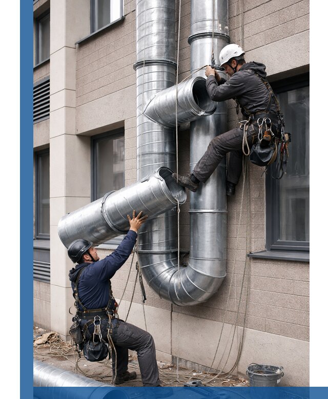 Монтаж фасадных воздуховодов в Саранске с герметизацией и крепежом
