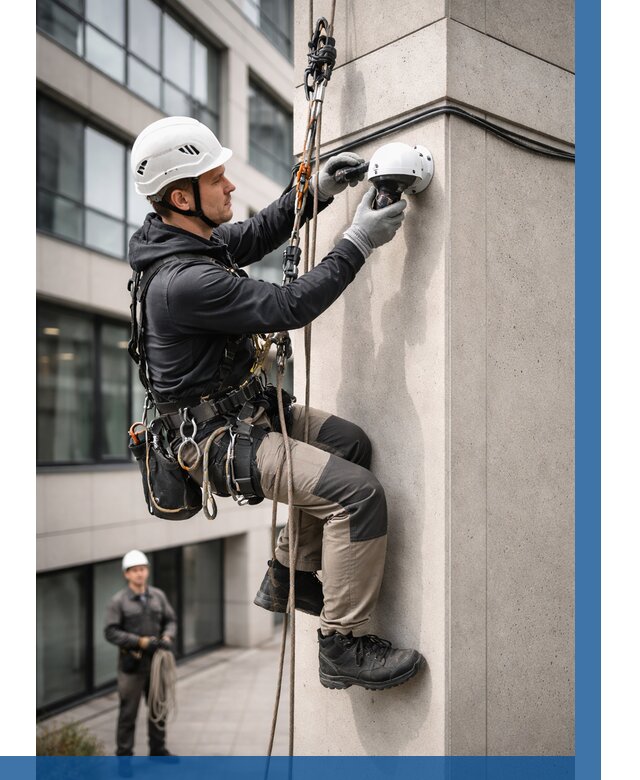 Монтаж камер видеонаблюдения на фасаде в Саранске от 8956 р.-ВЫСОТНИК-Срн