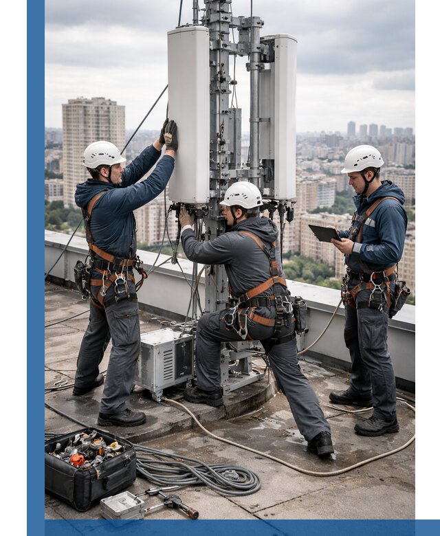 Монтаж антенн связи на крыше в Саранске с вводом в эксплуатацию