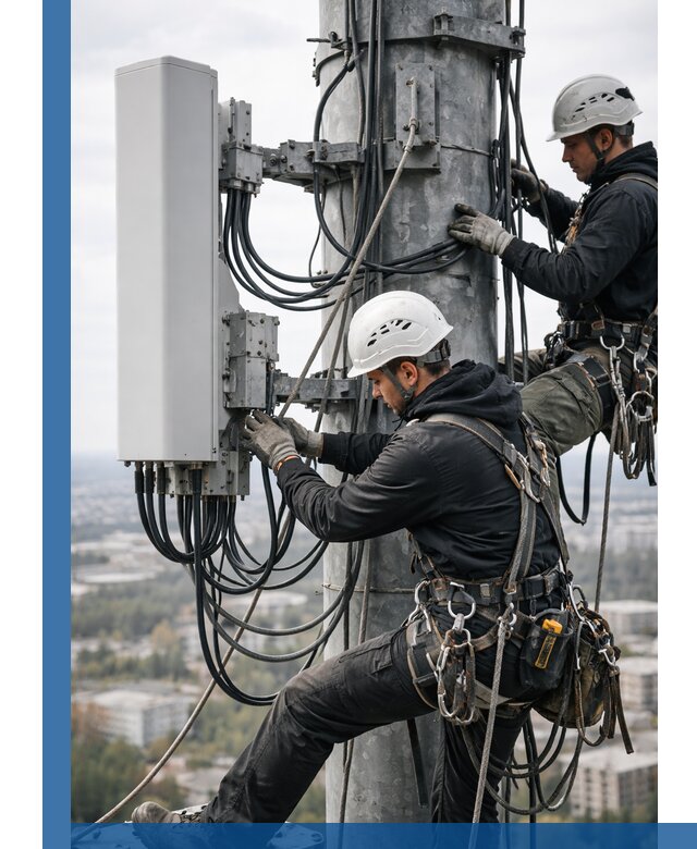 Монтаж оборудования связи на мачте в Саранске с пусконаладкой