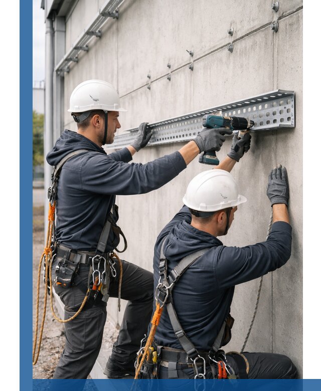 Монтаж кабельных лотков на фасаде зданий в Саранске с гарантией