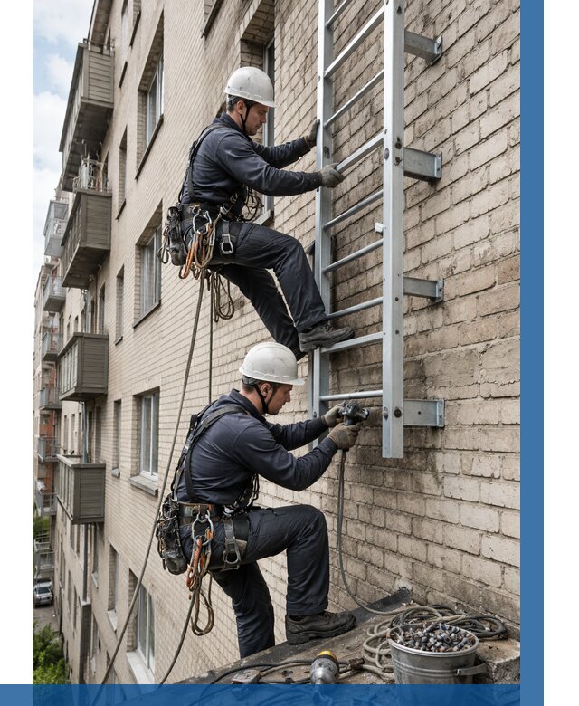 Монтаж пожарной лестницы в Саранске от 26340 р заказать у ВЫСОТНИК-Срн