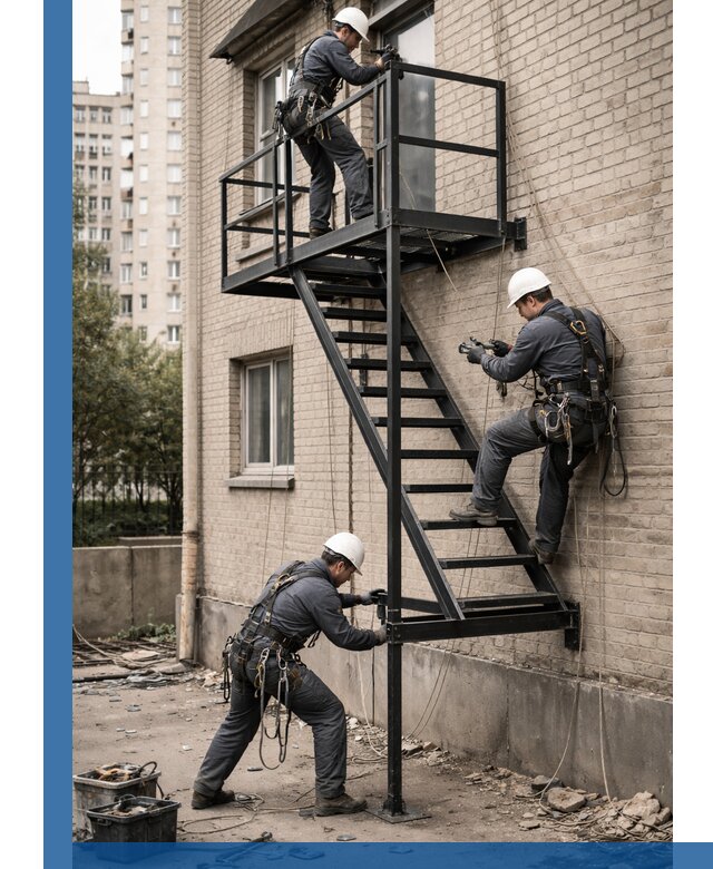 Монтаж пожарной лестницы в Саранске, установка и крепление