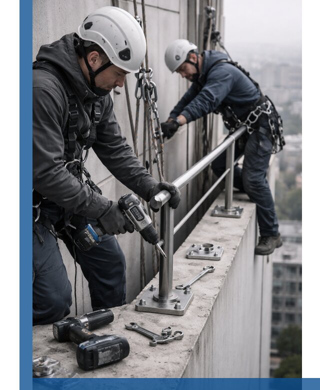 Монтаж перил на высоте в Саранске для жилых и промобъектов