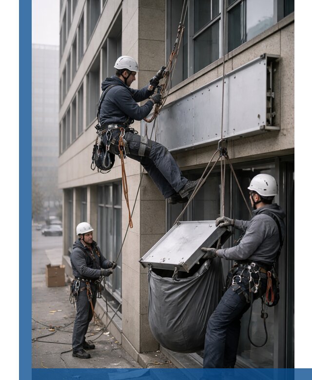 Демонтаж рекламной вывески с высотными работами в Саранске