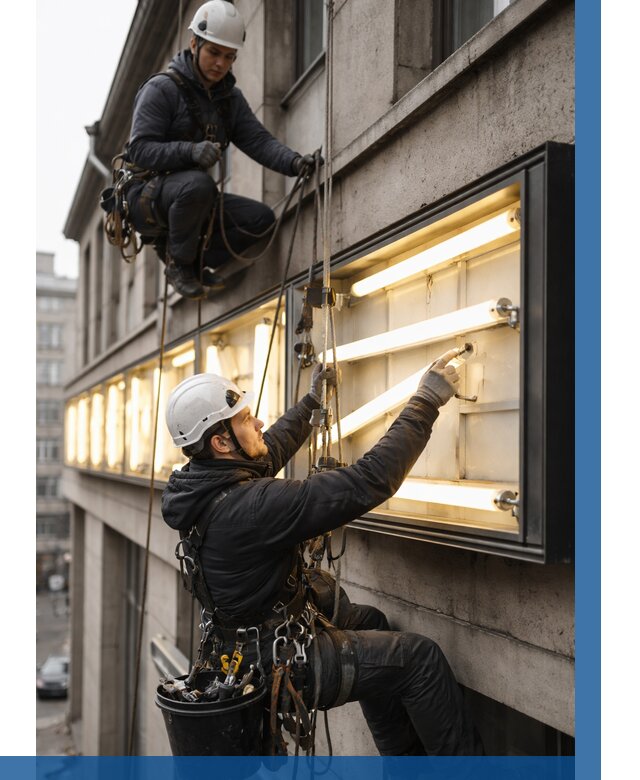 Замена ламп в вывеске в Саранске под ключ от 3688 р. | ВЫСОТНИК-Срн