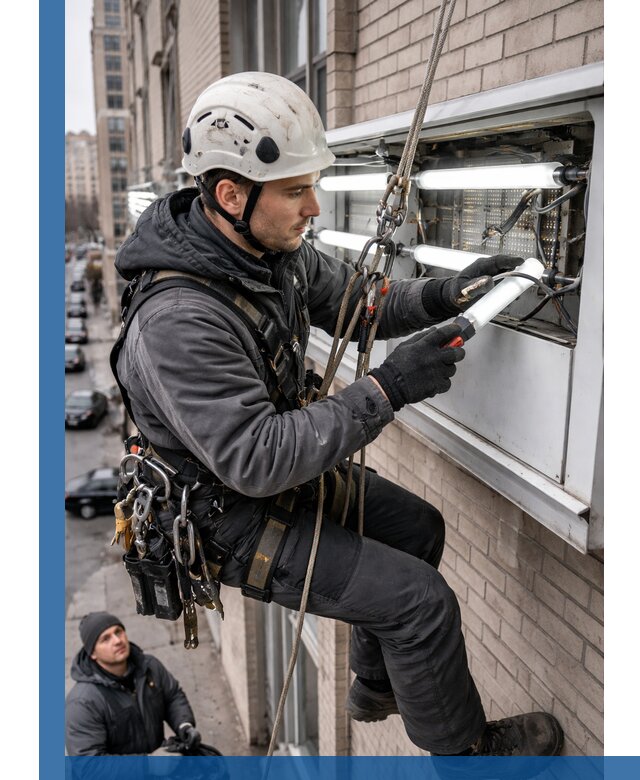 Профессиональная замена ламп в наружной вывеске в Саранске