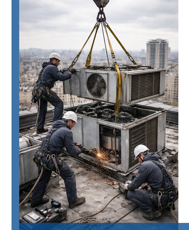 Демонтаж крышной установки в Саранске любой сложности