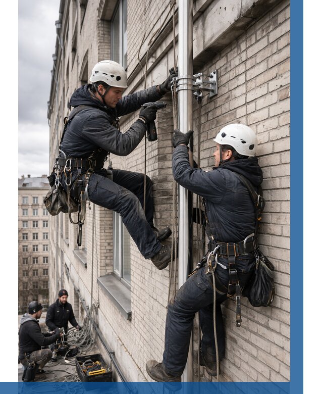 Монтаж флагштока на здании в Саранске от 6848 р. | ВЫСОТНИК-Срн