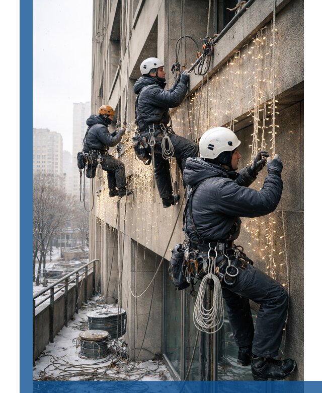 Монтаж новогодней иллюминации и украшение фасадов в Саранске