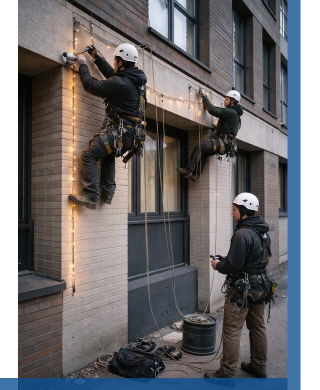 Монтаж гирлянд на фасаде в Саранске от 3688 р. | ВЫСОТНИК-Срн