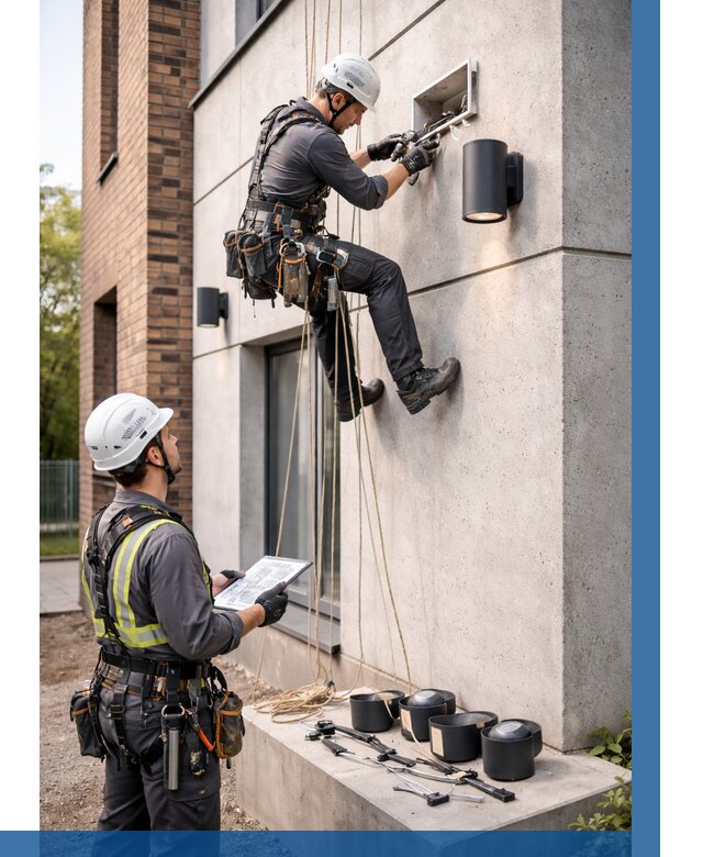 Монтаж фасадного освещения в Саранске от 2634 р. | ВЫСОТНИК-Срн