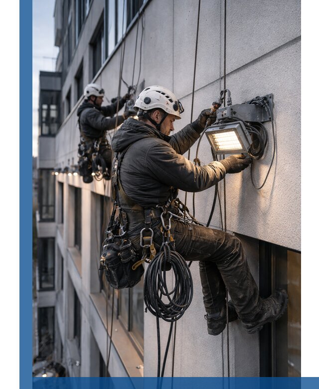 Монтаж фасадного освещения в Саранске установка и подключение