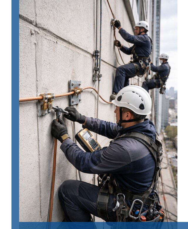 Монтаж системы заземления здания и молниезащиты в Саранске