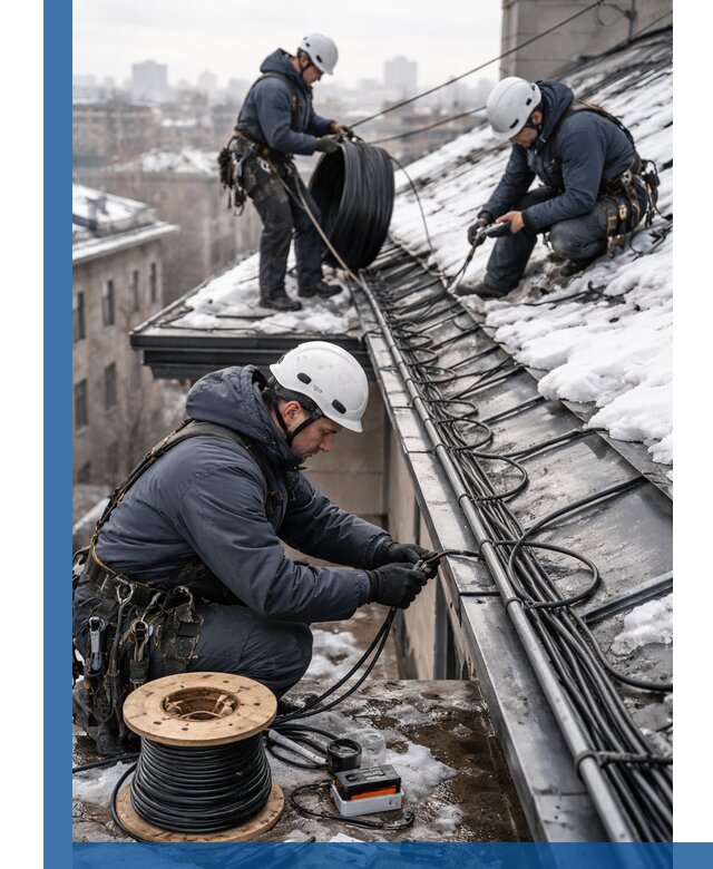 Монтаж греющего кабеля на кровле в Саранске под ключ