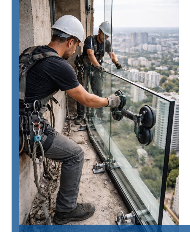 Монтаж стеклянных ограждений под ключ с гарантией в Саранске