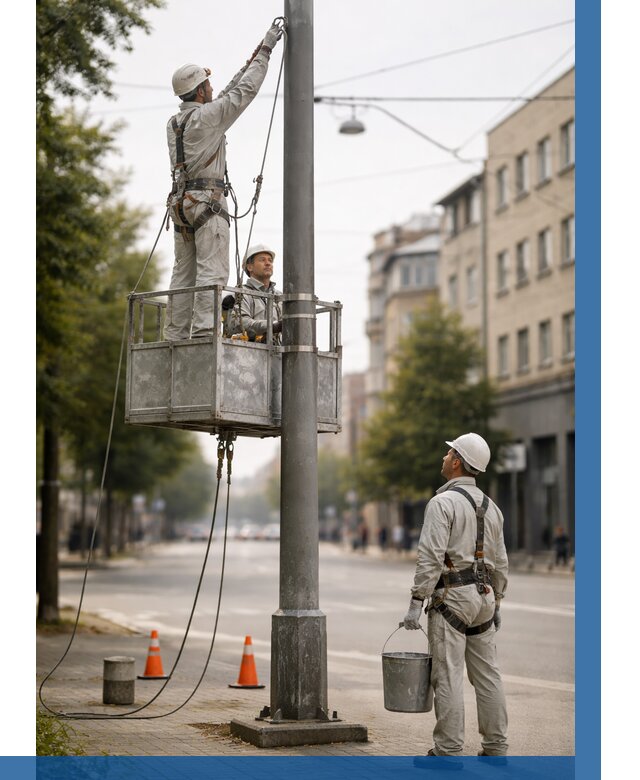 Покраска опор освещения в Саранске от 5268 р. | ВЫСОТНИК-Срн