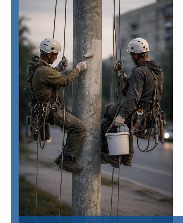 Покраска опор освещения и антикоррозийная защита в Саранске