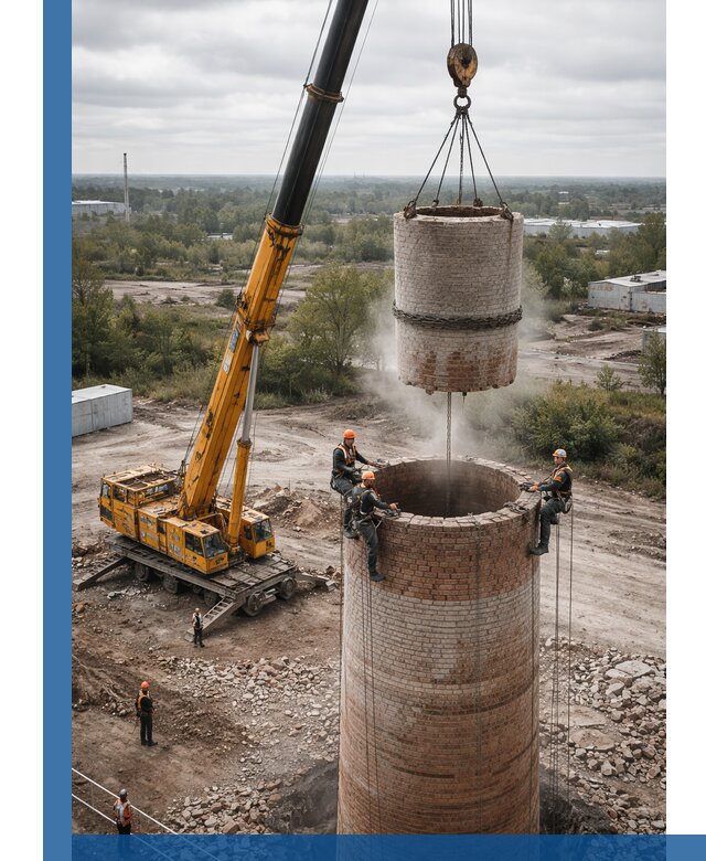 Демонтаж дымовой трубы в Саранске с гарантиями безопасности