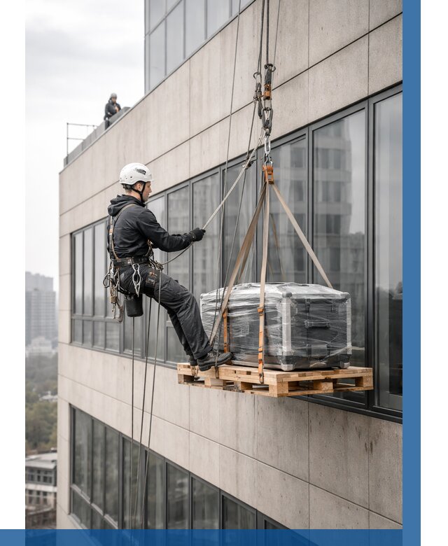 Спуск груза по фасаду в Саранске от 3688 р. | ВЫСОТНИК-Срн