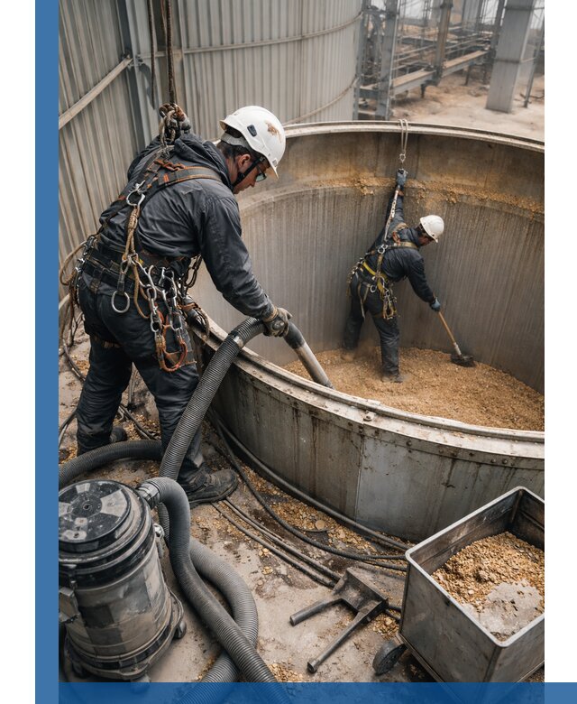 Профессиональная чистка зерновых бункеров в Саранске с выездом