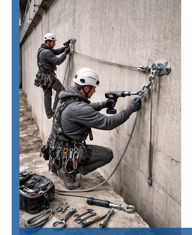 Монтаж анкерных линий высотной безопасности в Саранске