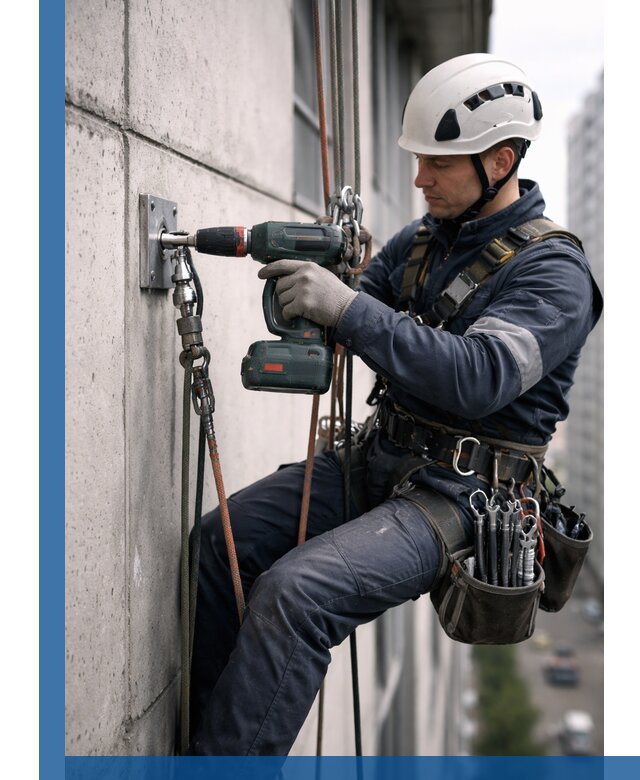 Установка анкерных точек для высотных работ в Саранске