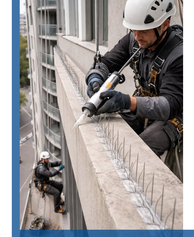 Установка шипов от птиц на фасадах и кровлях в Саранске